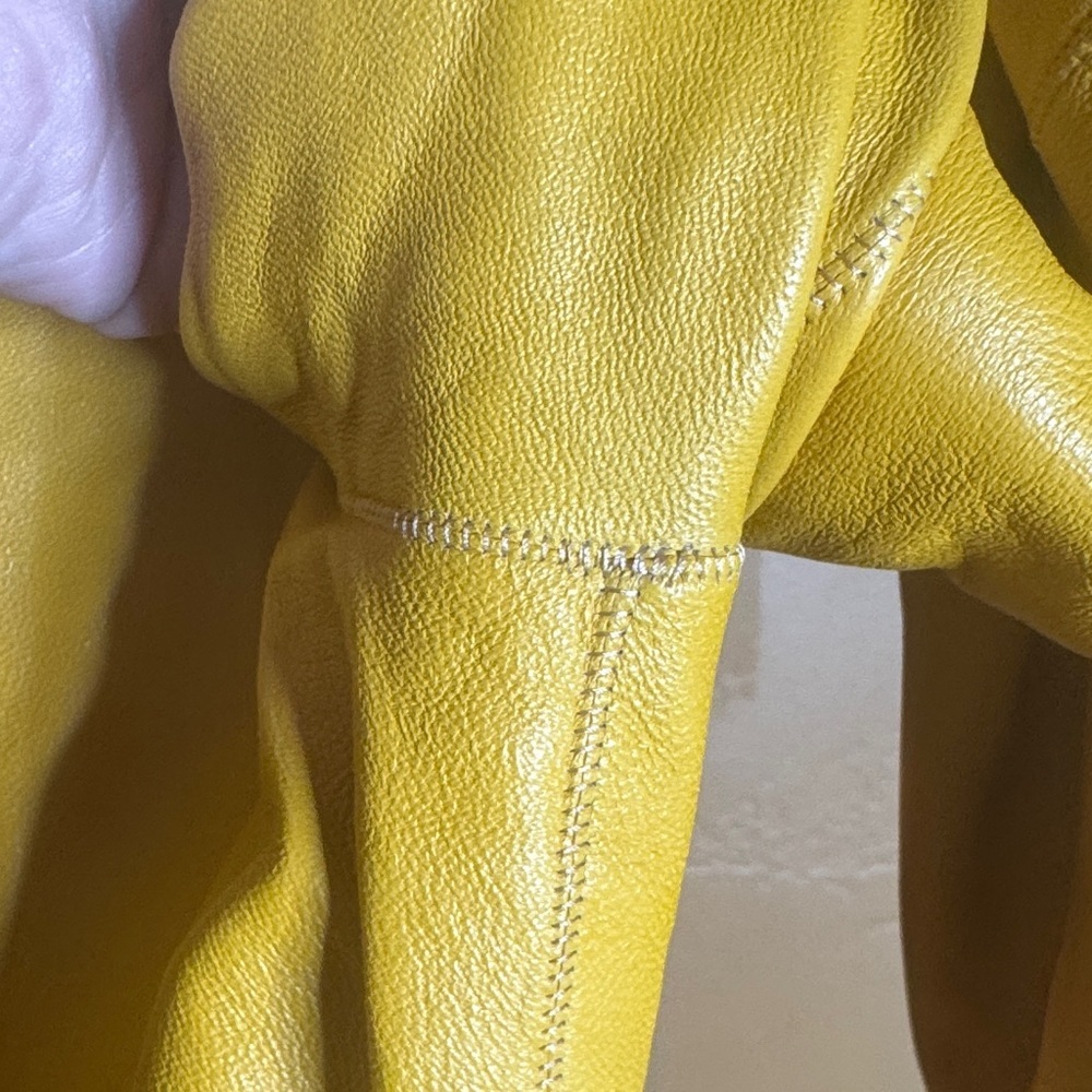Vintage Reversible Lambskin Leather Jacket Mustard Yellow Snakeskin Print M/L - Picture 8 of 16
